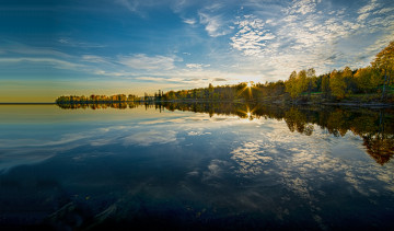 обоя maridalsvannet, lake, norway, природа, реки, озера, maridalen, норвегия, озеро, отражение, деревья, осень