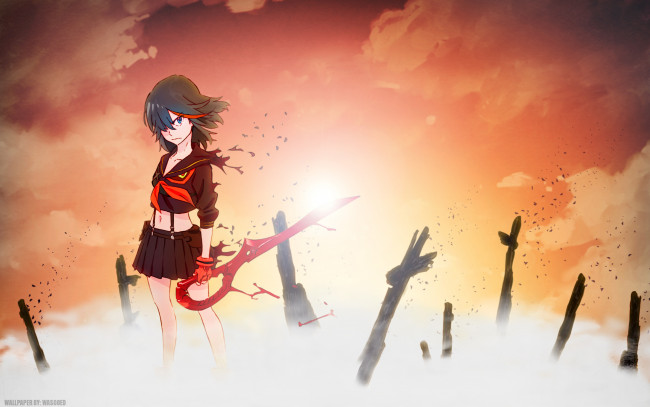Обои картинки фото аниме, kill, la, ryuuko, matoi, меч, форма, девочка