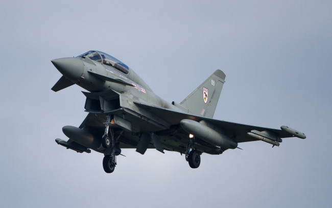 Обои картинки фото eurofighter, typhoon, авиация, боевые, самолёты, небо, истребитель