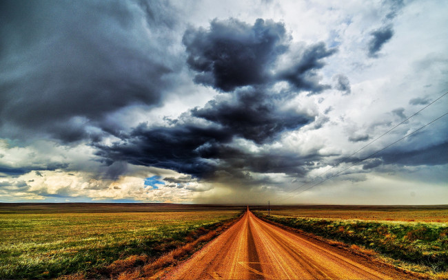 Обои картинки фото природа, дороги, field, green, road, storm