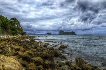 Картинка природа побережье море новая зеландия облака небо