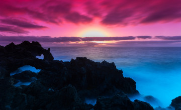 Картинка природа восходы закаты море скалы закат облака