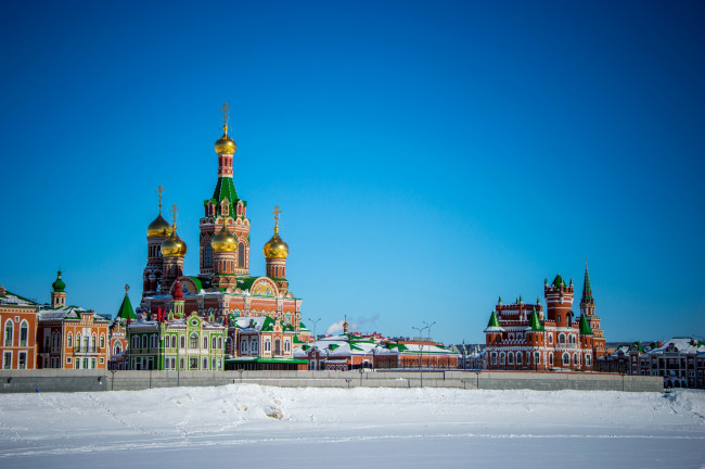 Обои картинки фото города, - православные церкви,  монастыри, зодчество, столица, россия, йошкар-ола, зима, республика, марий, эл, архитектура