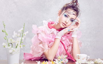 Картинка девушки -+азиатки макияж азиатка серьги цветы sofie