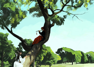 Картинка рисованное кино +мультфильмы лань ванцзи вэй усянь флейта дерево