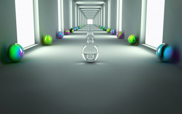 Картинка 3д графика realism реализм шары коридор