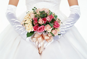 Картинка цветы букеты композиции розы невеста бант