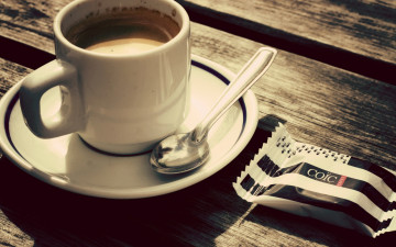 Картинка еда кофе кофейные зёрна конфета ложка блюдце чашка
