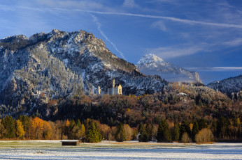 Картинка города замок нойшванштайн германия зима горы