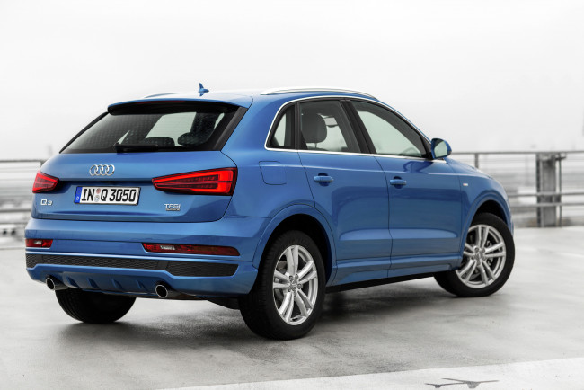 Обои картинки фото автомобили, audi, q3, синий, 2015г, si, quattro, 2-0, tf, s, line