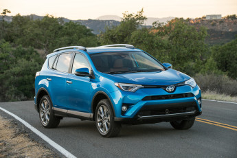 обоя автомобили, toyota, us-spec, hybrid, rav4, синий, 2016г