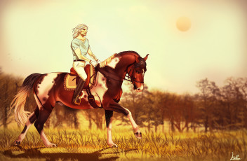 Картинка рисованное животные +лошади фон лошадь всадник