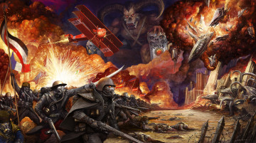 Картинка фэнтези существа иной мир стимпанк война монстры солдаты