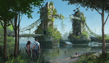Картинка фэнтези иные+миры +иные+времена иной мир постапокалипсис люди лондонский мост разрушение