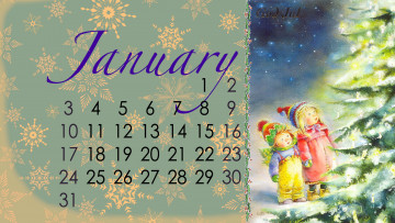 обоя календари, праздники,  салюты, ребенок, елка, девочка