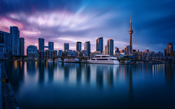 Картинка города торонто+ канада панорама вечер огни