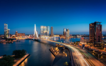 Картинка rotterdam netherlands города -+огни+ночного+города