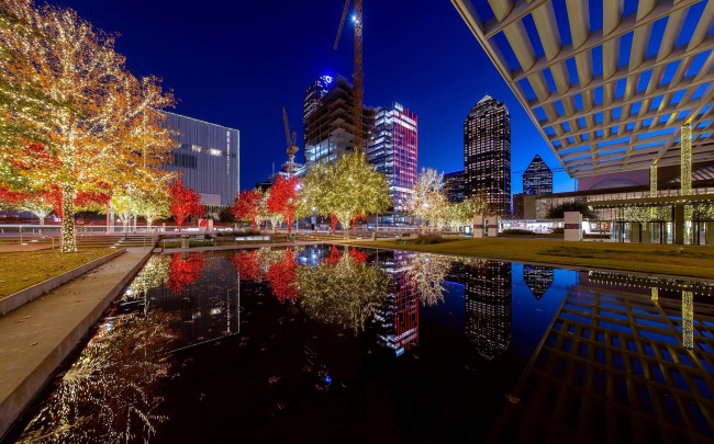 Обои картинки фото dallas, texas, usa, города, - огни ночного города