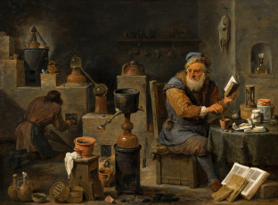 обоя david teniers the younger, рисованное, живопись, дэвид, тенирс, младший, david, teniers, the, younger, алхимик, oколо, королевская, галерея, маурицхeйс