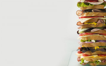 Картинка еда бутерброды гамбургеры канапе ветчина лук салат хлеб