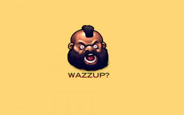 обоя wazzup, юмор, приколы, wuzzup, смешная, рожа, надпись, street, fighter