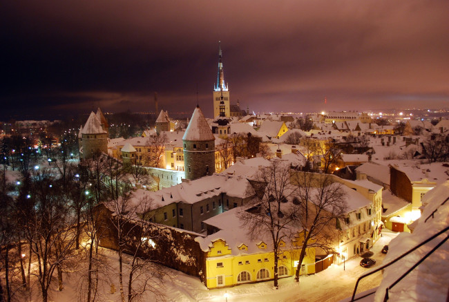 Обои картинки фото таллинн, города, таллин, эстония, панорама, зима