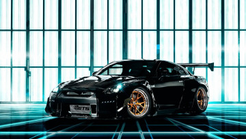 Картинка автомобили nissan datsun car gt-r tuning black