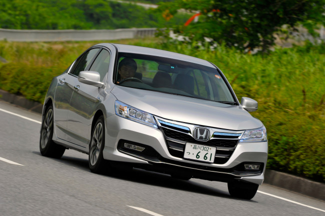 Обои картинки фото автомобили, honda, hybrid, серый, 2013г, accord, jp-spec