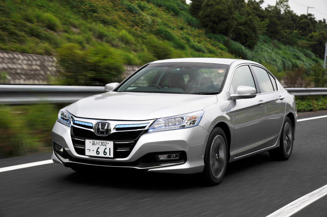 Обои картинки фото автомобили, honda, серый, 2013г, jp-spec, accord, hybrid
