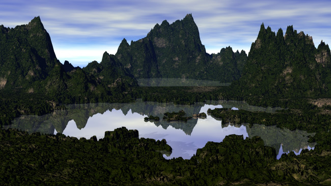 Обои картинки фото 3д графика, природа , nature, озеро, горы