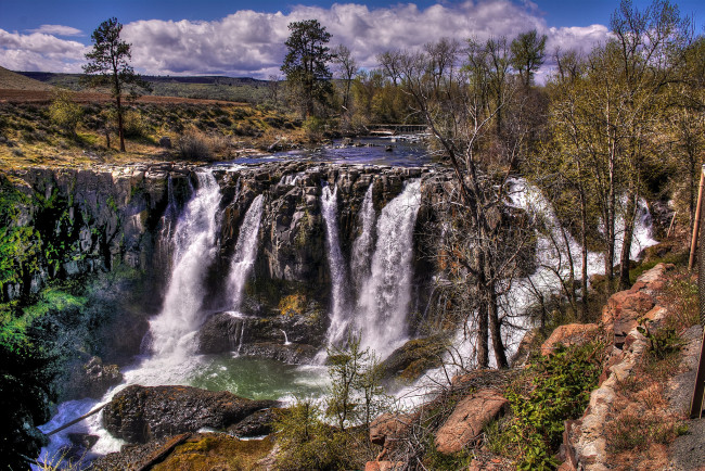 Обои картинки фото природа, водопады, лес, река, водопад