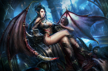 Картинка фэнтези вампиры ноги ночь вампир девушка крылья succubus грудь чудовище фантазия уши evelyn