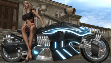 Картинка 3д+графика люди-авто мото+ people-+car+ +moto девушка взгляд фон katrina