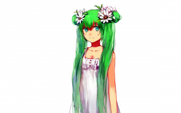 Картинка аниме vocaloid девочка цветы сарафан