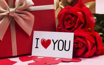 Картинка праздничные день+святого+валентина +сердечки +любовь розы подарок признание