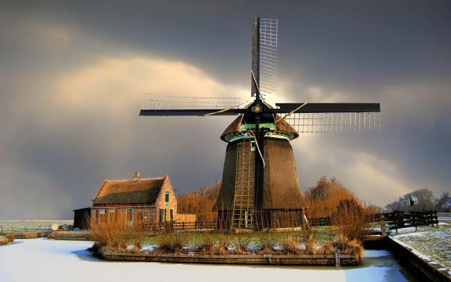 Обои картинки фото windmill, the netherlands, разное, мельницы, the, netherlands