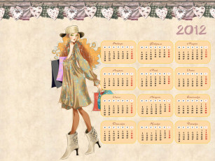 Картинка календари рисованные векторная графика девушка модница