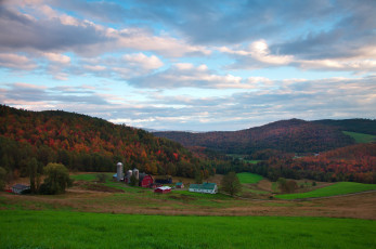 Картинка природа пейзажи ферма долина небо осень