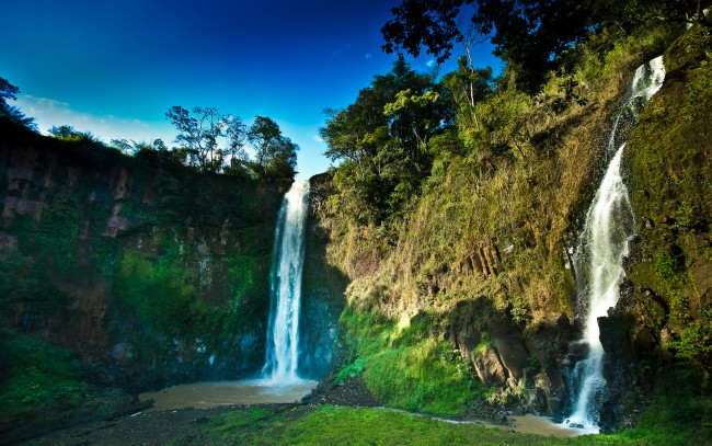 Обои картинки фото природа, водопады, водопад, вода, деревья
