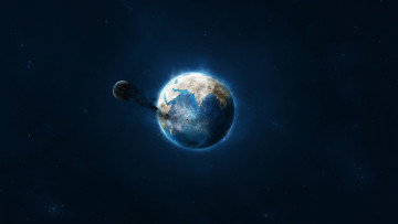 Картинка космос арт земля луна разрушение