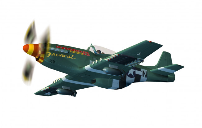 Обои картинки фото авиация, 3д, рисованые, v-graphic, самолет, p-51, mustang
