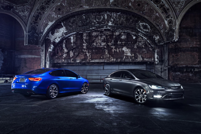 Обои картинки фото 2014 chrysler 200, автомобили, chrysler, 200, седан, синий, серый, ночь
