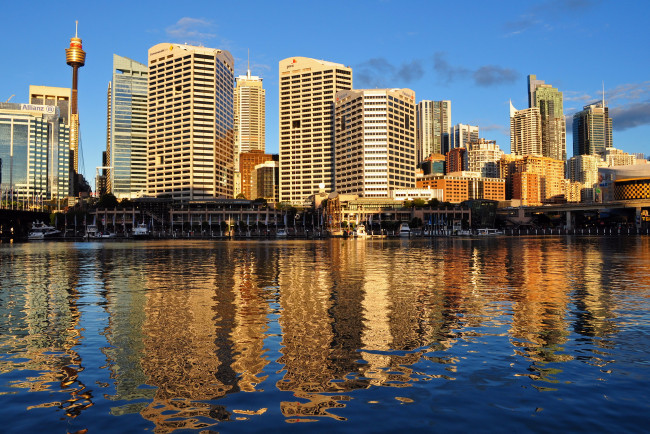 Обои картинки фото sydney, города, сидней , австралия, река, дома, небоскребы