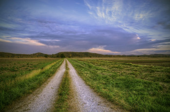 Картинка природа дороги закат поле дорога пейзаж
