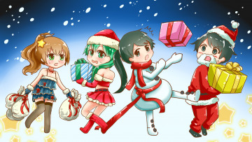 Картинка аниме зима +новый+год +рождество фон взгляд девушки