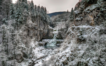Картинка природа водопады зима иней