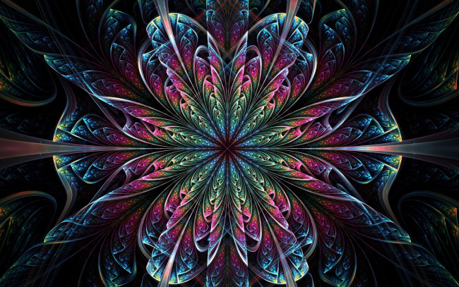 Обои картинки фото 3д графика, фракталы , fractal, цветок, симметрия
