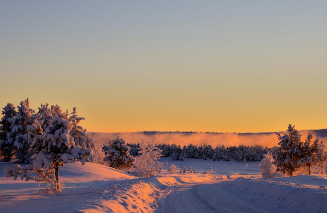 Обои картинки фото ки, природа, дороги, снег, деревья