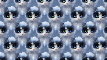 Картинка векторная+графика животные+ animals арт кошка снег зима apofiss текстура
