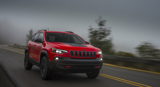 Обои картинки фото jeep cherokee trailhawk 2019, автомобили, jeep, red, 2019, trailhawk, cherokee